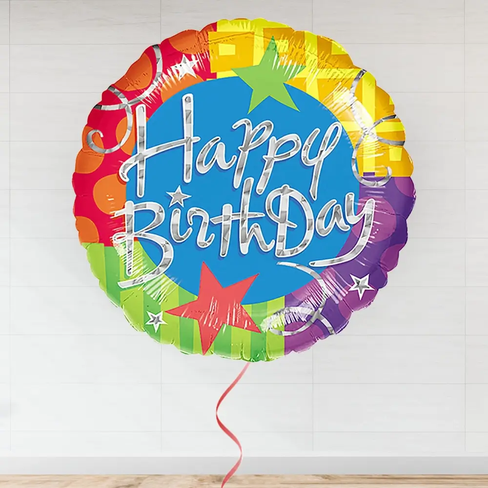 A colorful happy birthday balloon