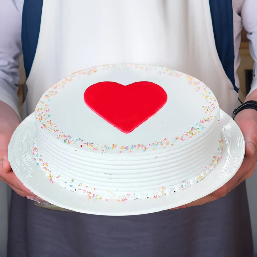 1 kg vanilla cake with red heart