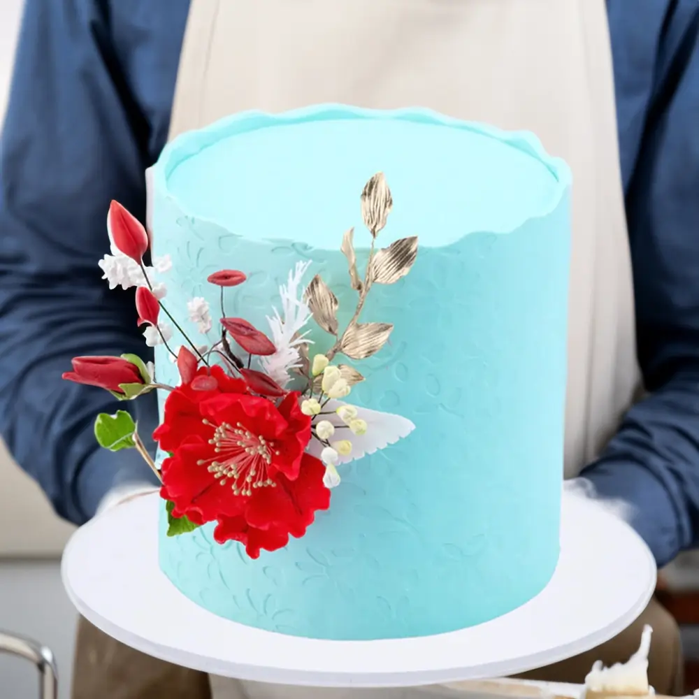3kg Floral Embossed Cake with chocolate