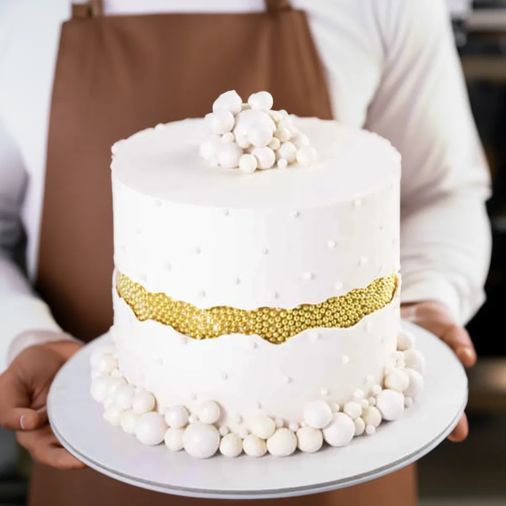 Elegant 3 Kg golden beads wedding cake with stylish design for special occasions
