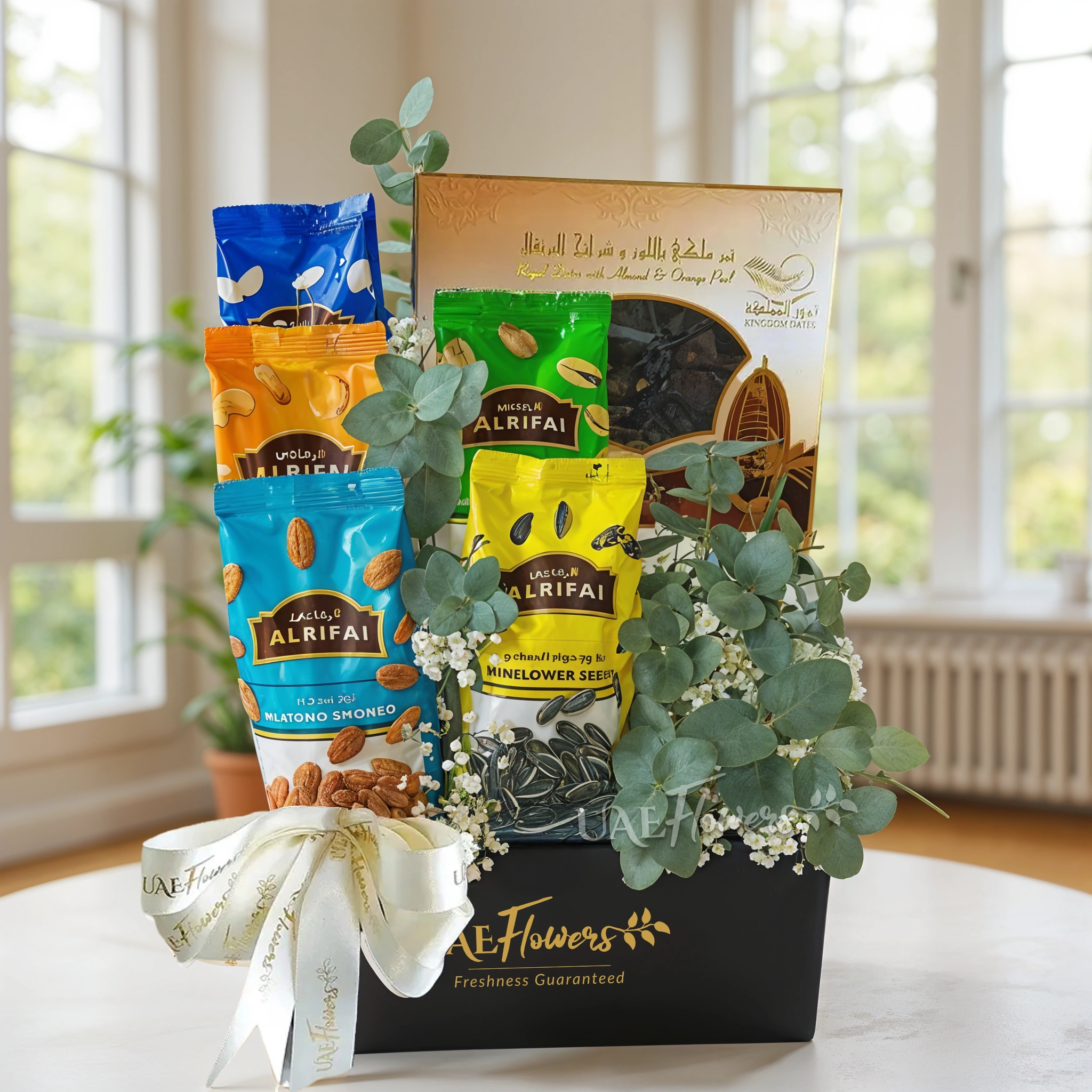 Dry fruits hamper in a black box