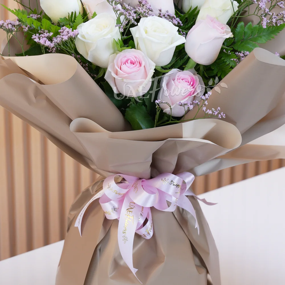 5 white roses and 6 pink roses