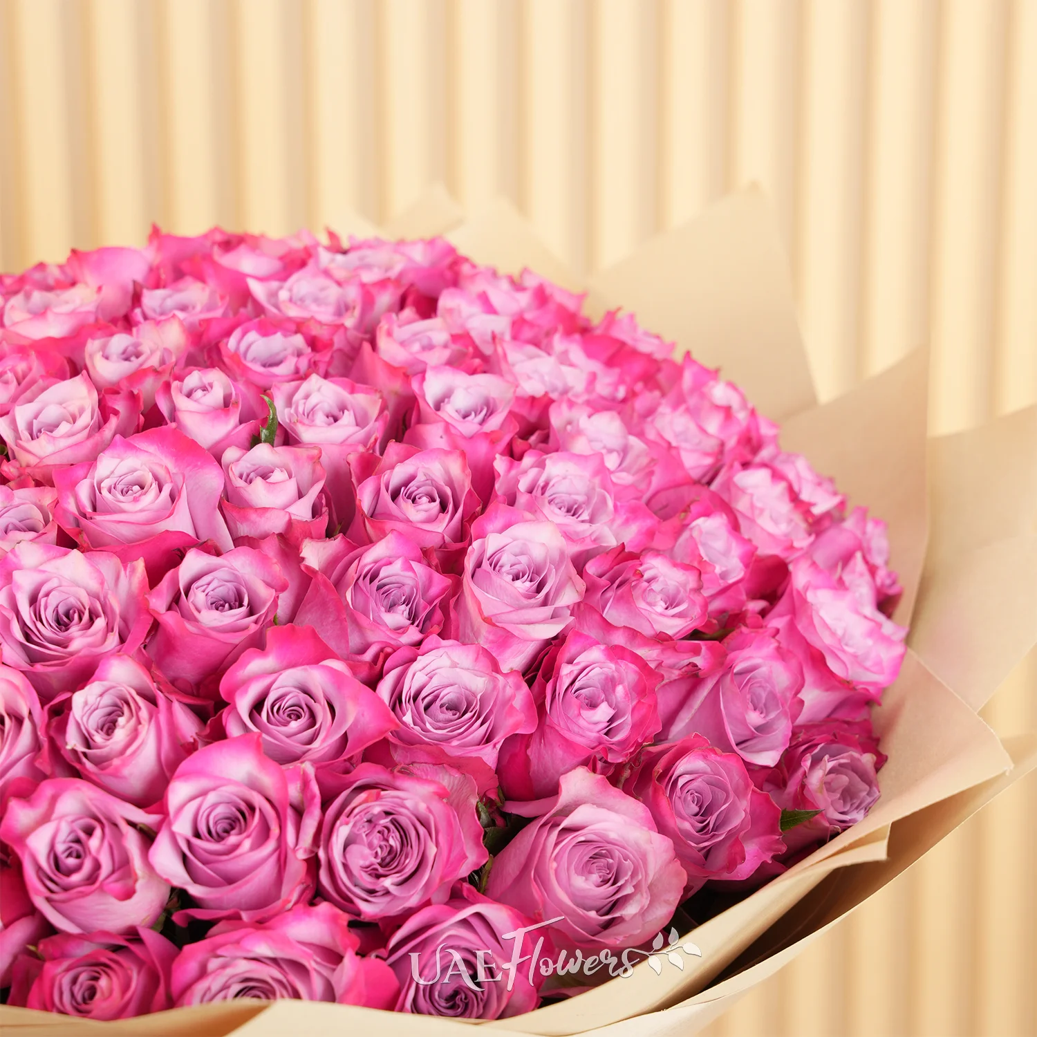 bouquet of 100 purple roses with fillers