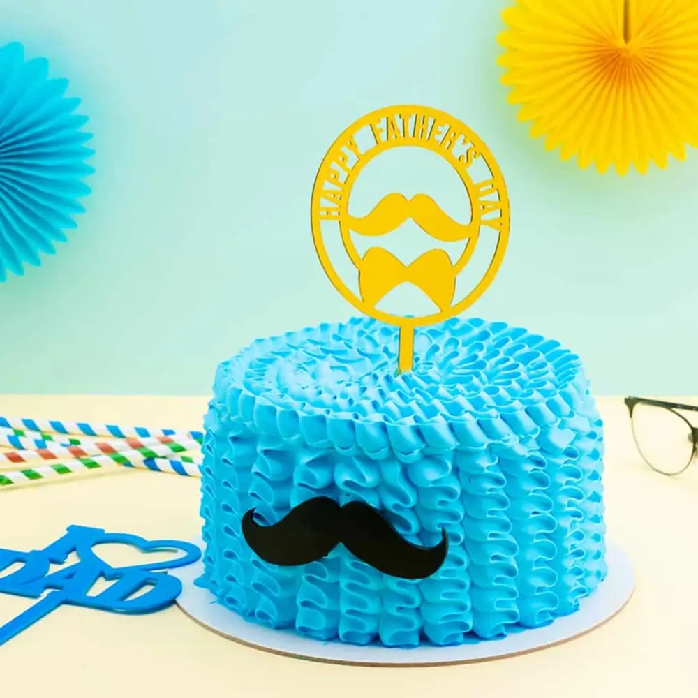 delivery of 1 kg Ruffles Moustache Cake with chocolate sponge and fresh cream